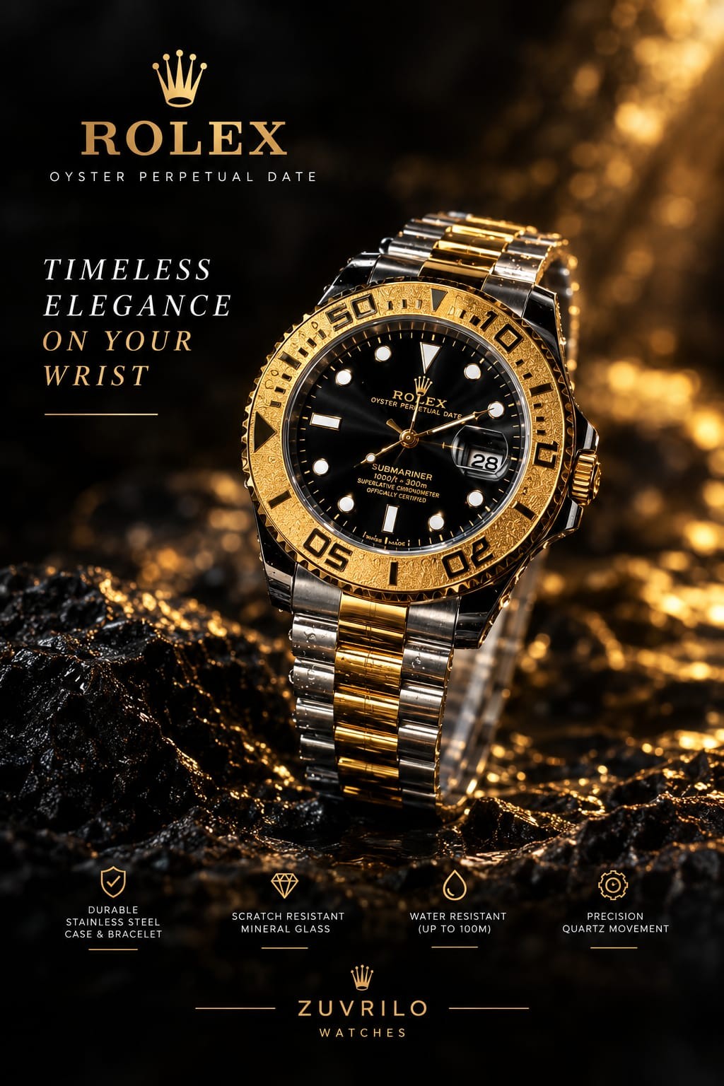 Black & Gold Two-Tone Watch