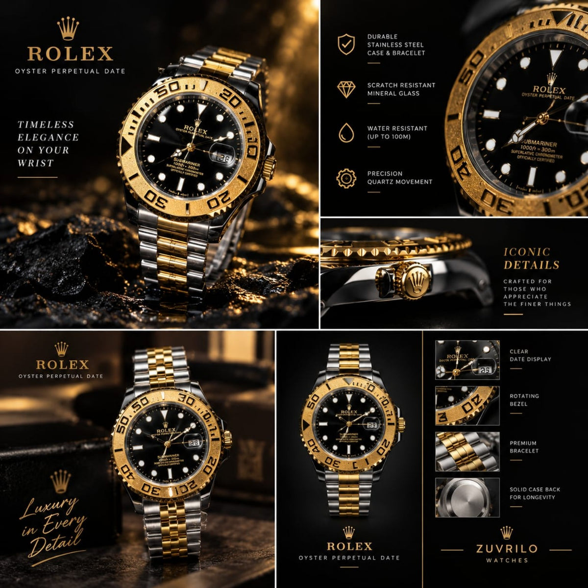 Black & Gold Two-Tone Watch