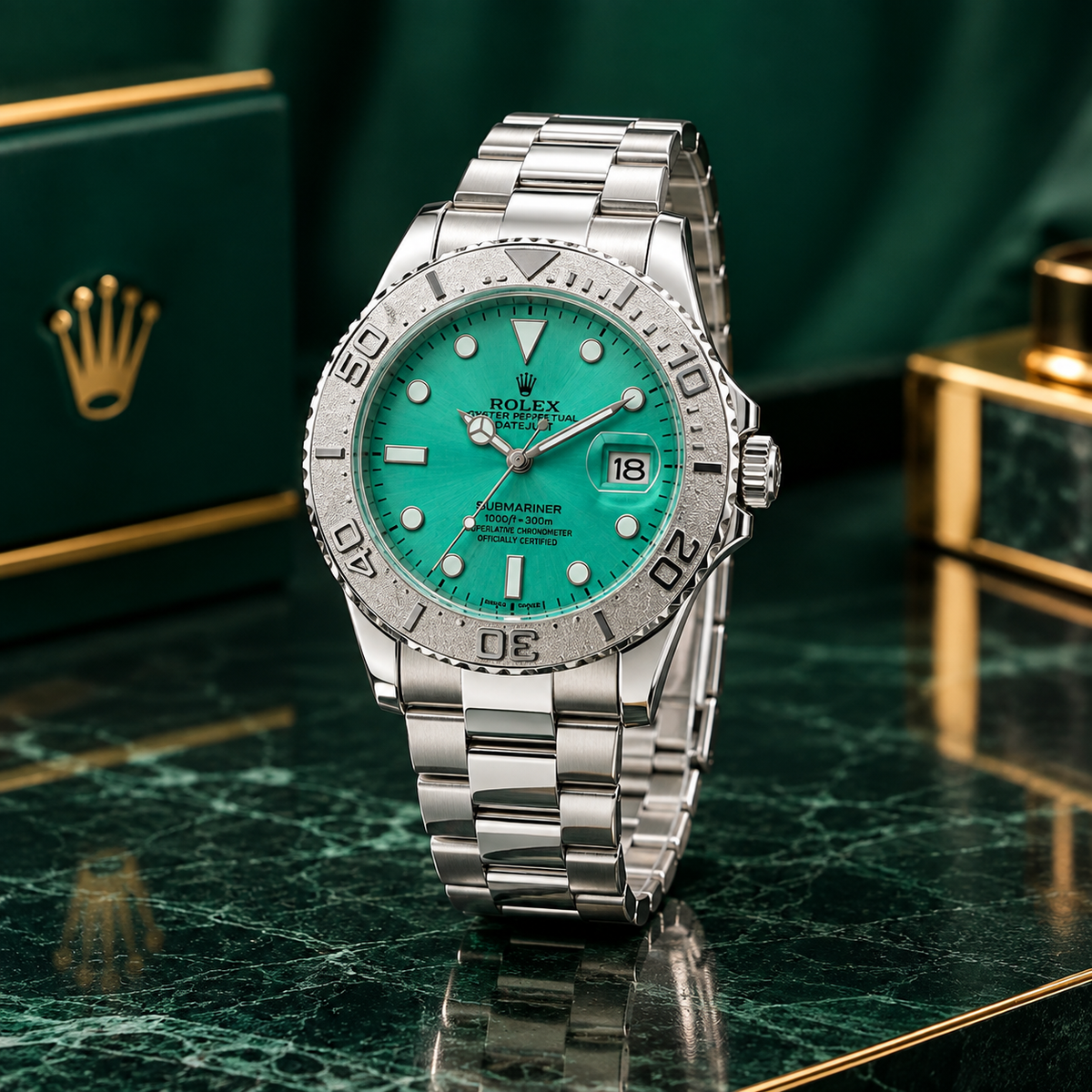 Turquoise Dial Steel Watch