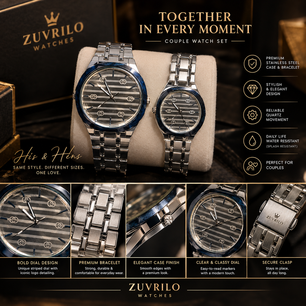 His & Hers Silver Couple Watch Set