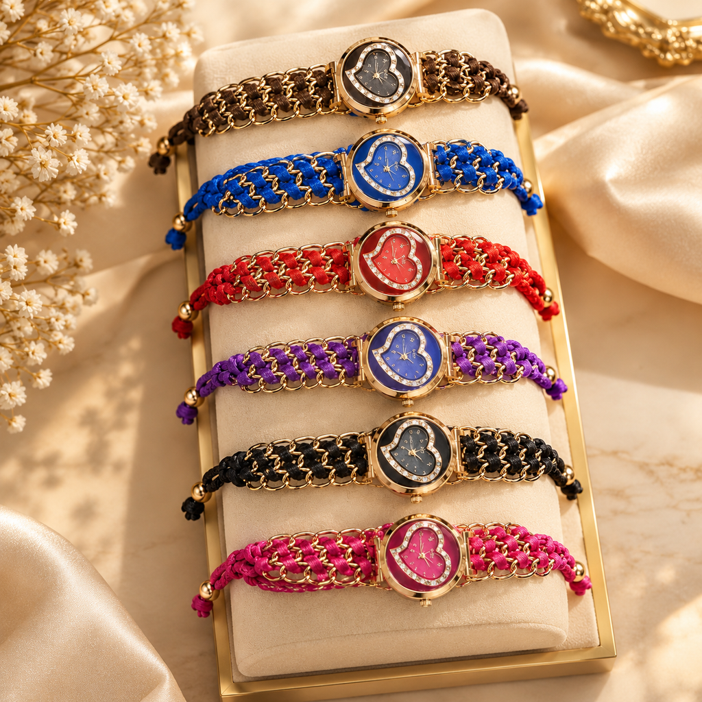 Women's Heart-Shaped Crystal Bracelet Watch