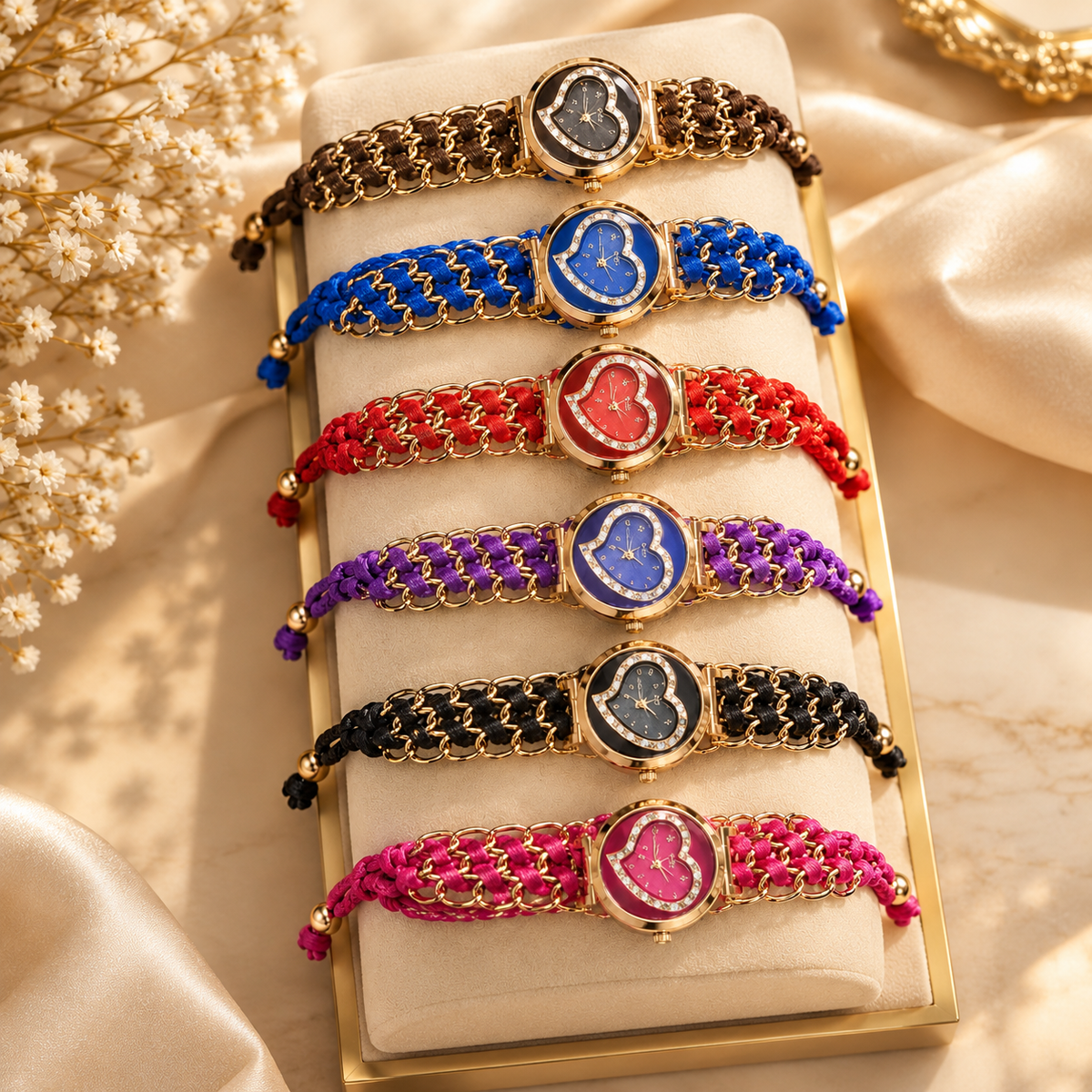 Women's Heart-Shaped Crystal Bracelet Watch