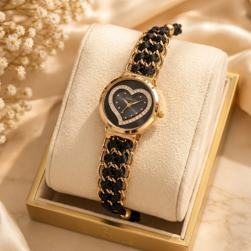 Women's Heart-Shaped Crystal Bracelet Watch