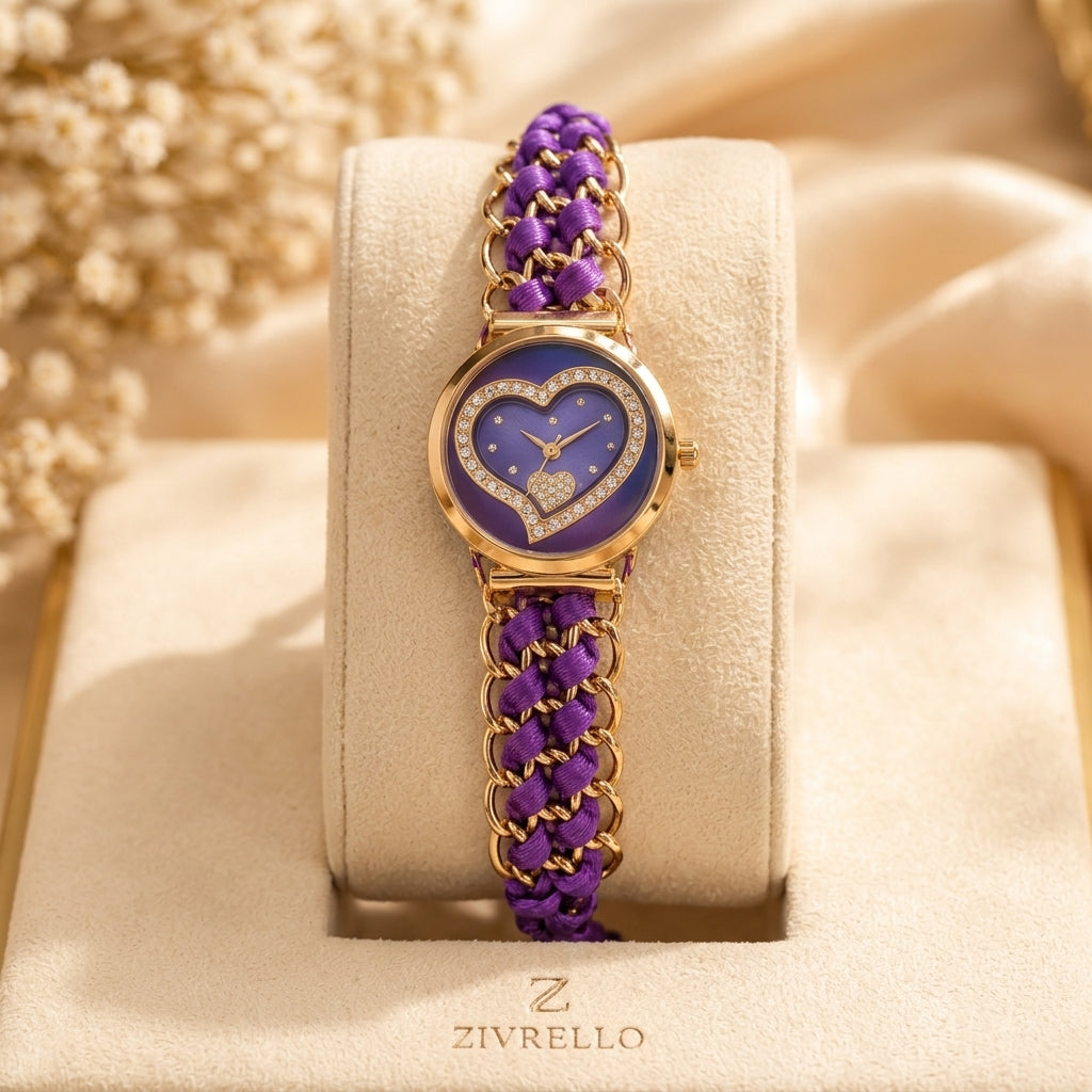 Women's Heart-Shaped Crystal Bracelet Watch