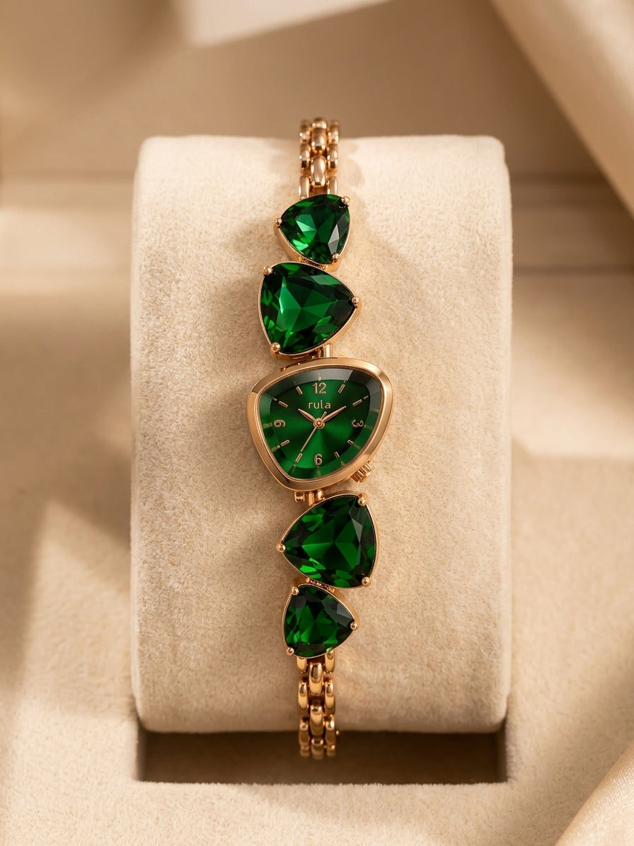 Women's Luxury Heart-Shaped Gemstone Bracelet Watch