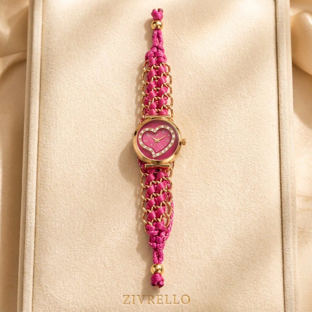 Women's Heart-Shaped Crystal Bracelet Watch