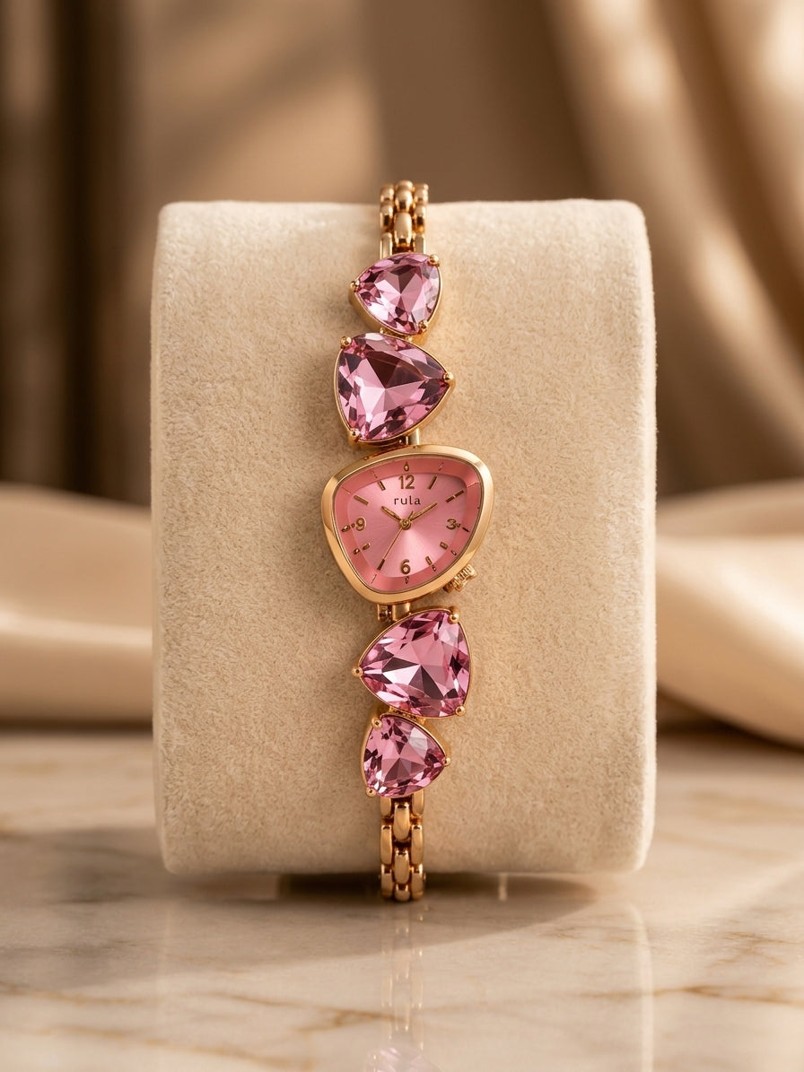 Women's Luxury Heart-Shaped Gemstone Bracelet Watch