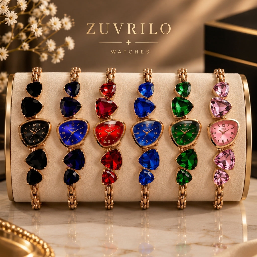 Women's Luxury Heart-Shaped Gemstone Bracelet Watch