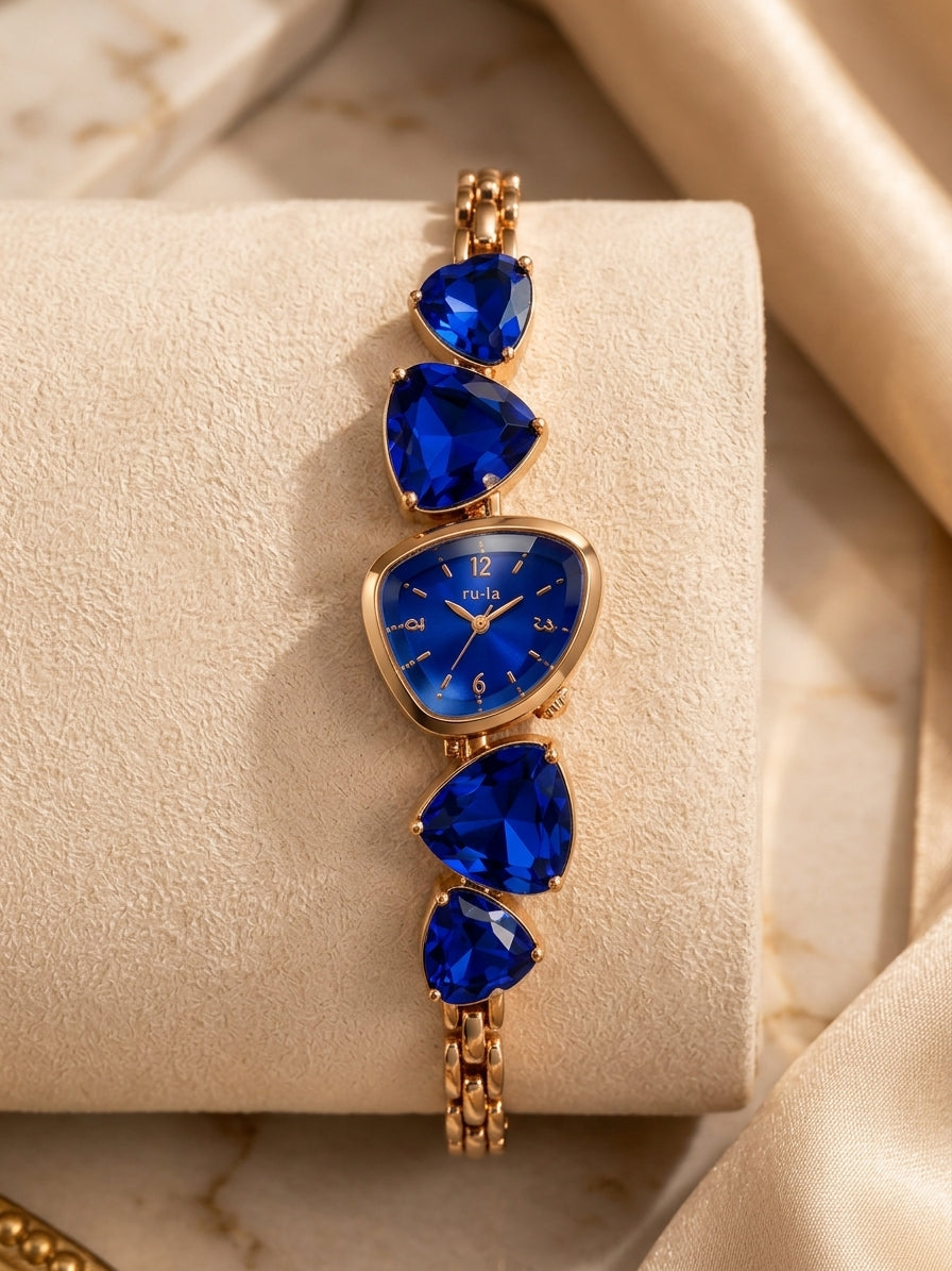 Women's Luxury Heart-Shaped Gemstone Bracelet Watch
