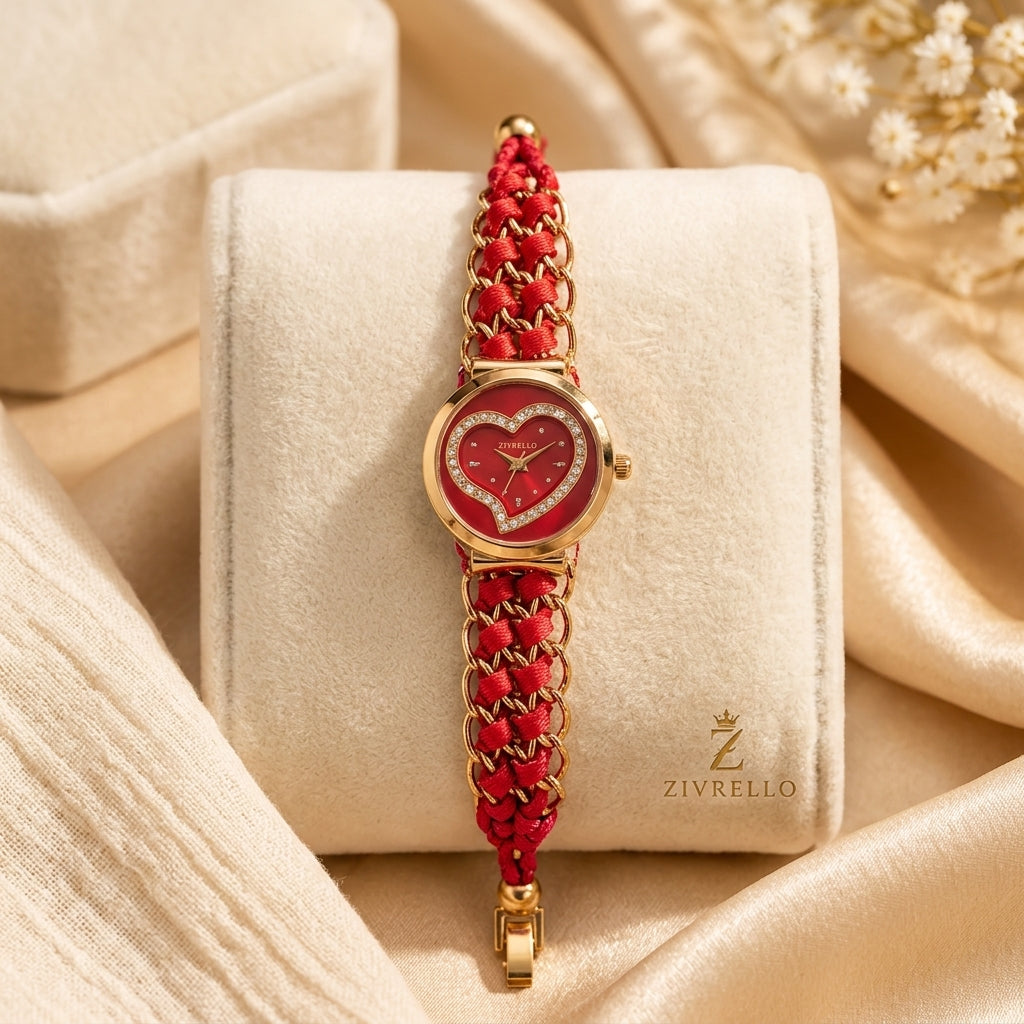Women's Heart-Shaped Crystal Bracelet Watch