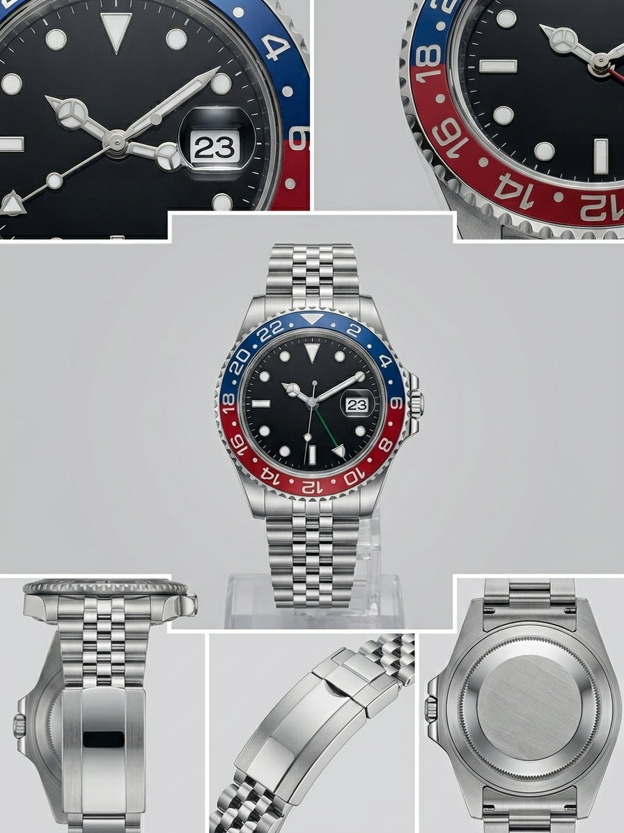 GMT-Style Blue & Red Watch