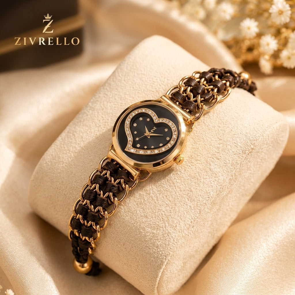 Women's Heart-Shaped Crystal Bracelet Watch