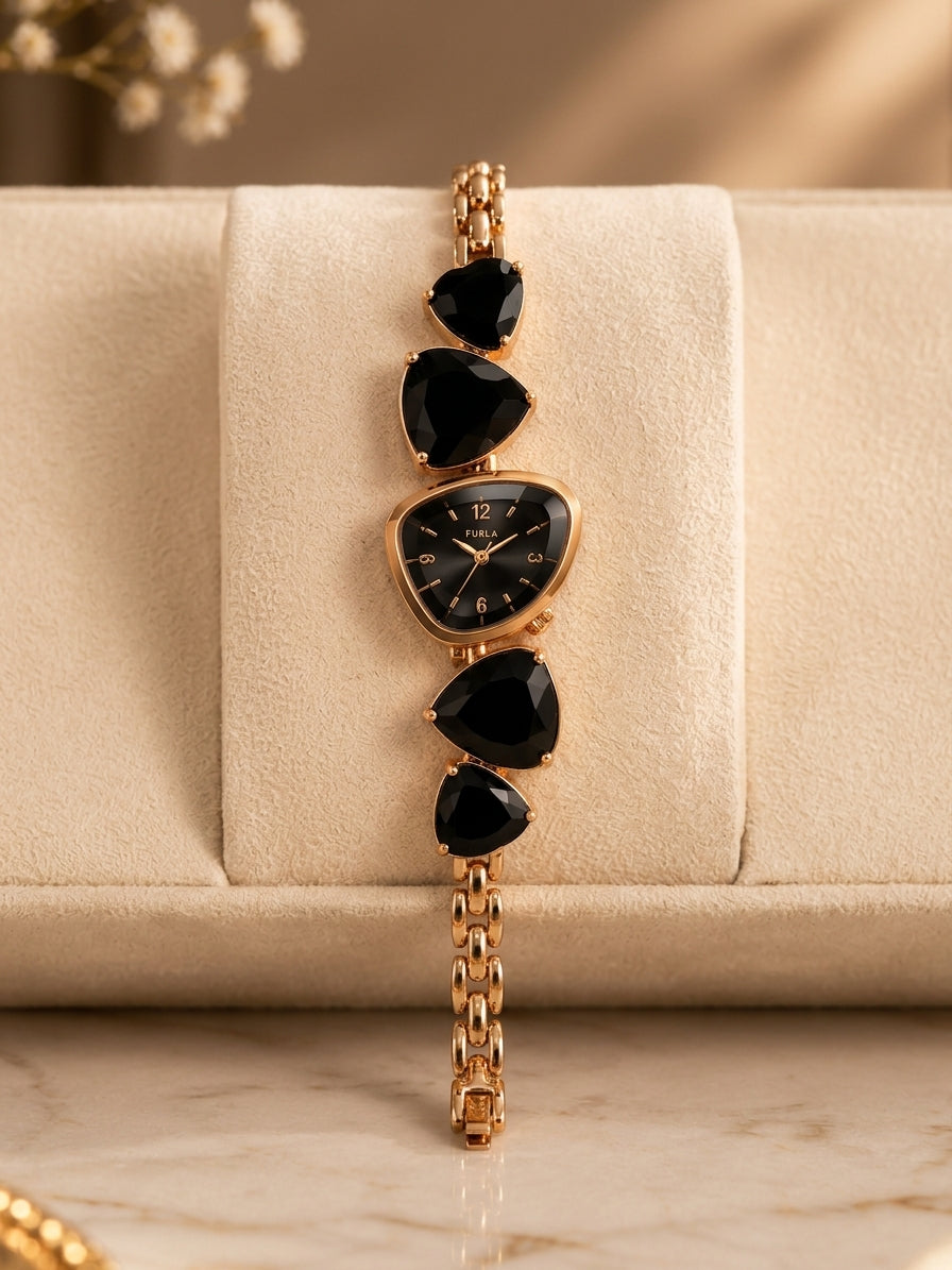 Women's Luxury Heart-Shaped Gemstone Bracelet Watch